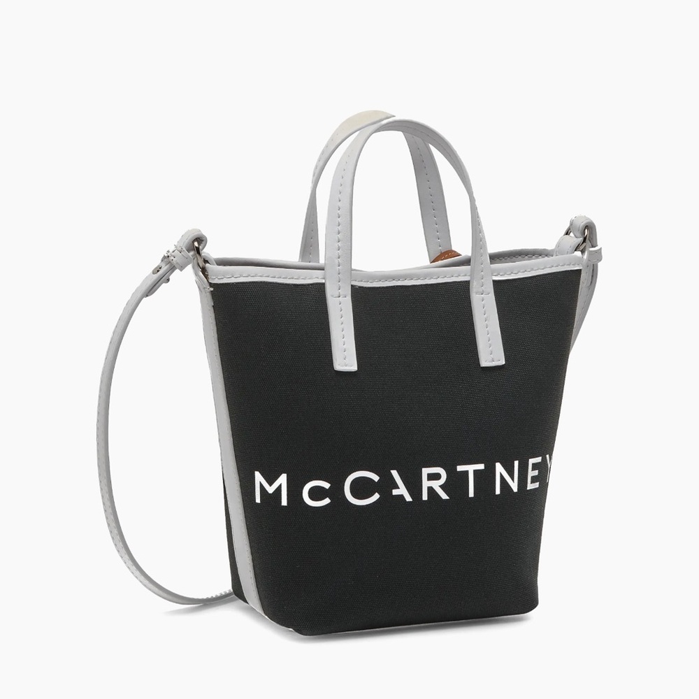 Stella McCartney Black and White Crossbody top handle canvas bucket Bag NWT - Picture 5 of 6
